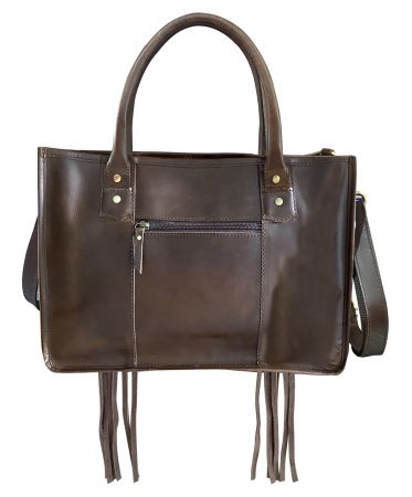 Klassy Cowgirl Hair on Cowhide leather Tote Bag with Fringe #2